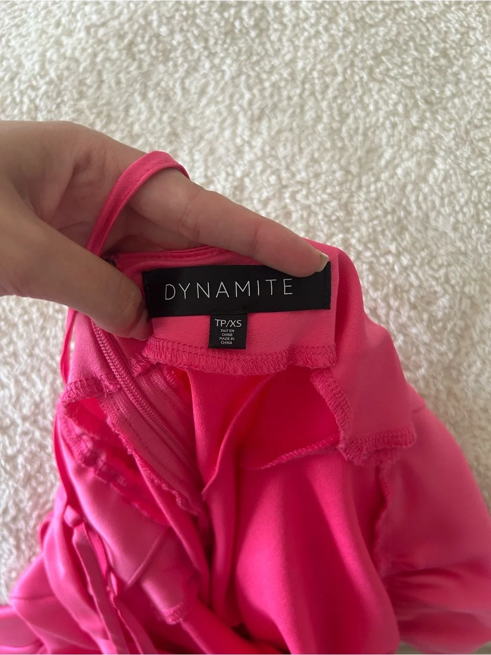 Dynamite Hot Pink Satin Slip Dress - Spaghetti Strap - Picture 5 of 5